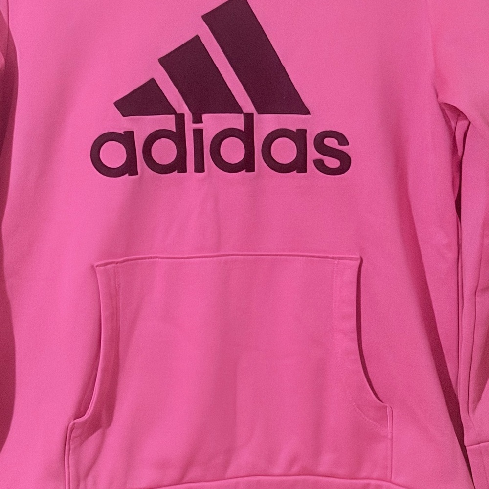 adidas Girls Pink Hoodie with Black Logo - Picture 2 of 5